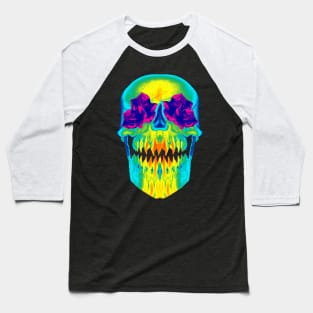 Monster Skull and Roses Baseball T-Shirt